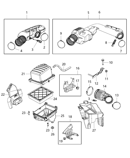 2018 Jeep Grand Cherokee Mass Air Flow Sensor Diagram for 5149182AB