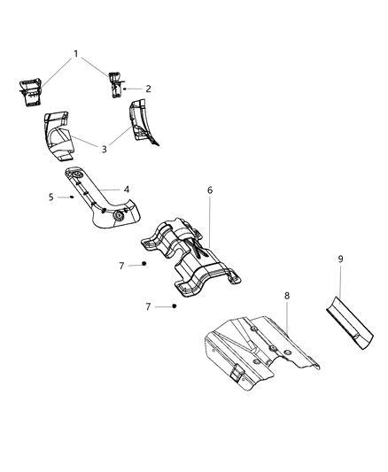 2019 Dodge Challenger Heat Shield, Center Diagram for 68217802AB