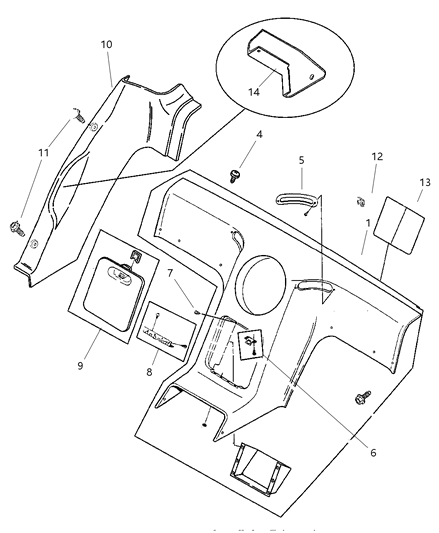 1998 Dodge Viper Quarter & Rear Bulkhead Panels Diagram 1 - Thumbnail