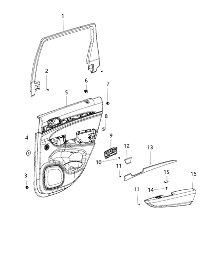 2019 Jeep Grand Cherokee Rear Door Trim Panel Diagram