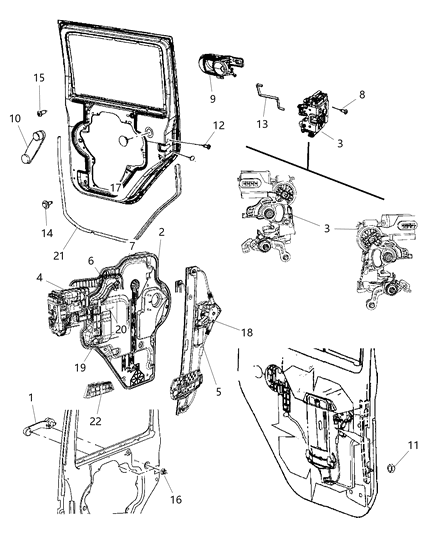 2010 Jeep Wrangler Rear Door - Hardware Components Diagram 1 - Thumbnail