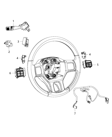 2014 Ram 3500 Cab Chassis Switches - Steering Wheel & Column Diagram