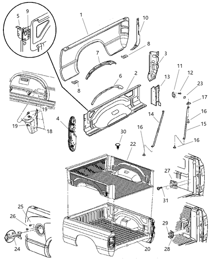 2003 Dodge Ram 2500 Corner Reinforcement, Rear Outer Driver Side Diagram for 55276247AA