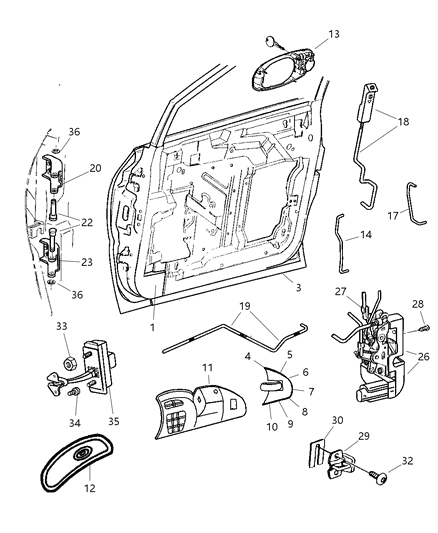 2003 Chrysler Town & Country Latch Front Door Diagram for 4717802AA