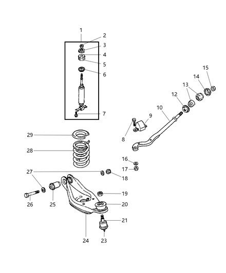 2003 Dodge Ram Van Arm Lower Control Front Diagram for 52106105AB