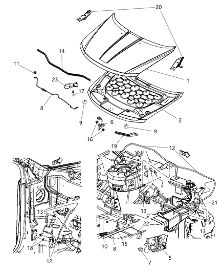 2009 Dodge Journey Latch Hood Diagram for 4389642AB