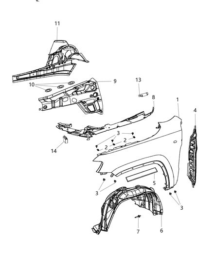 2012 Jeep Grand Cherokee Silencer, Front Diagram for 68084871AB