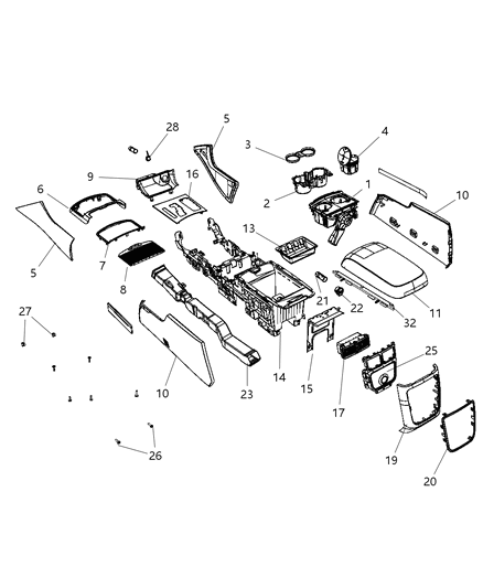 2013 Dodge Charger Bin Floor Console Diagram for 68159701AB