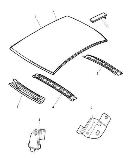 2001 Dodge Neon Roof Panel Diagram for 5008588AB