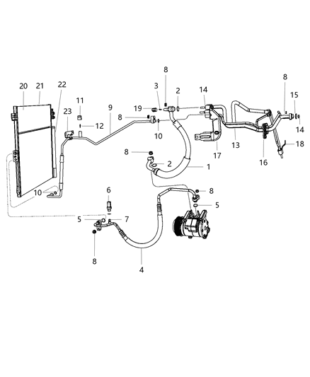 2020 Dodge Durango Line A/C Discharge: Seals, Transducer, O-Ring, Valve Core Diagram for 68161177AD