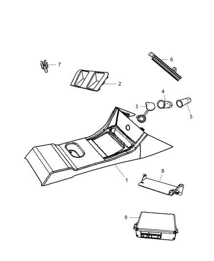 2008 Dodge Magnum Floor Console Front Diagram 2 - Thumbnail