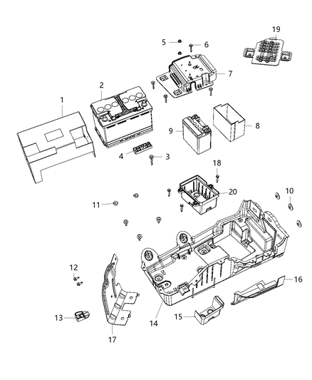 2021 Jeep Wrangler Tray And Support, Battery Diagram 1 - Thumbnail