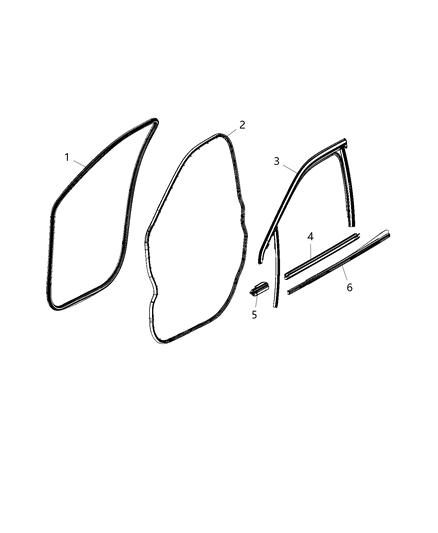 2021 Jeep Compass Weatherstrips - Front Door Diagram