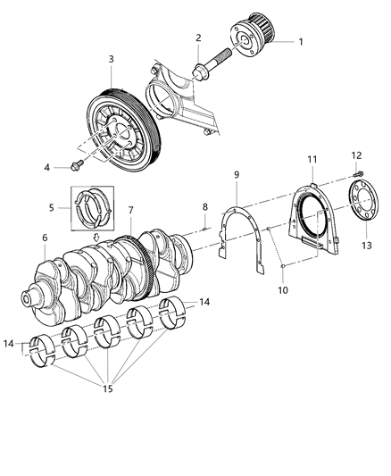 2018 Jeep Wrangler JK (Previous-generation) Crankshaft , Crankshaft Bearings , Damper And Flywheel Diagram 1 - Thumbnail
