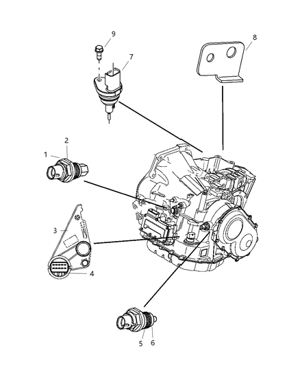 2005 Chrysler PT Cruiser Bracket Speed Control Sensor Diagram for 5033264AA