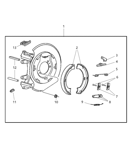 2004 Jeep Liberty Spring Parking Brake Shoe Return Diagram for 5093393AA