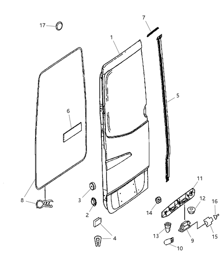 2008 Dodge Sprinter 3500 Rear Door - Shell Diagram