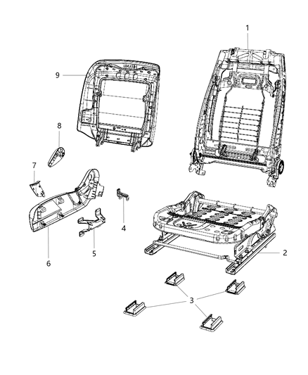 2020 Chrysler 300 Adjusters, Recliners, Shields And Risers - Passenger Seat Diagram 1 - Thumbnail