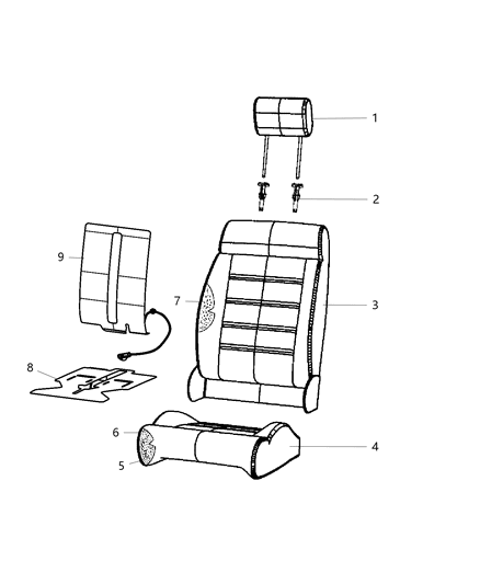 2018 Jeep Wrangler JK (Previous-generation) Front Seat - Bucket Diagram 3 - Thumbnail