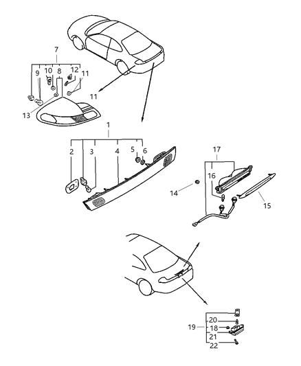 1997 Dodge Avenger Lens & Housing Diagram for MR300580
