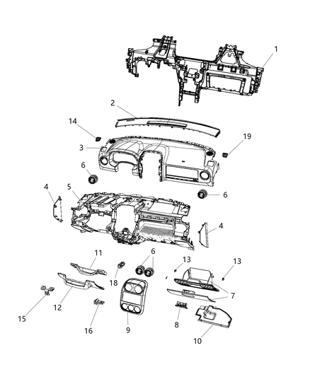 2016 Jeep Compass Glove Box Instrument Panel Diagram for 1FB99XDVAB