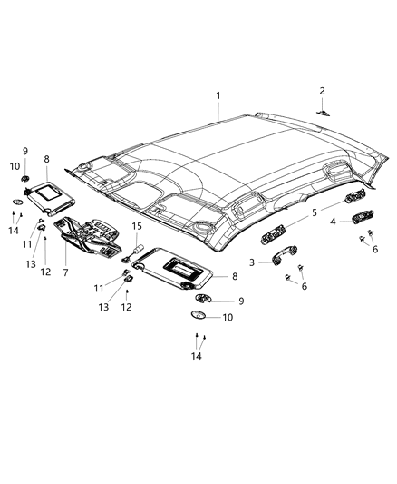 2017 Chrysler 300 Visor Illuminated Diagram for 5PJ79DX9AB