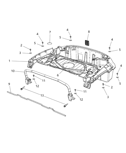 2014 Dodge Viper Rear Floor Pan Screw Diagram for 6505652AA