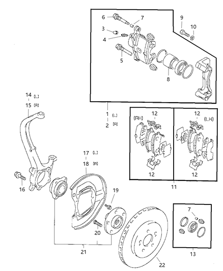1998 Chrysler Sebring Knuckle, Front Diagram for MR223629