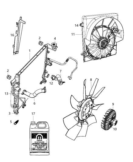 2009 Jeep Liberty Radiator Diagram for 68033227AA