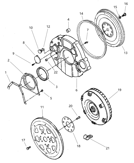 1998 Dodge Ram 3500 Regular Cab Flywheel And Torque Converter Diagram 1 - Thumbnail