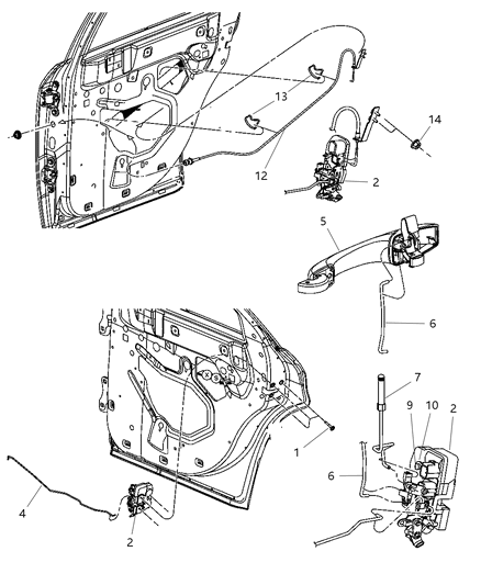 2007 Dodge Magnum Door, Rear Exterior Handle & Links Diagram 1 - Thumbnail