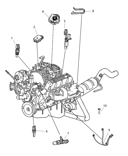 2008 Chrysler Aspen Sensors - Engine Diagram 2 - Thumbnail