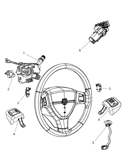 2008 Dodge Ram 3500 Pickup Switches - Steering Column & Wheel Diagram