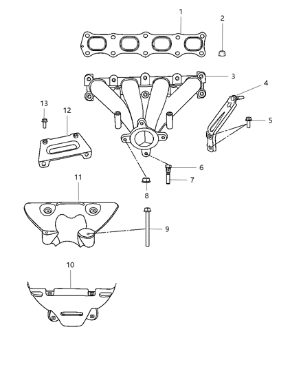 2007 Chrysler Sebring Exhaust Manifolds & Mounting & Components & Turbo Charger Diagram 2 - Thumbnail