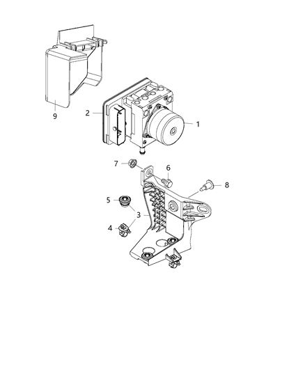 2020 Jeep Renegade Hydraulic Control Unit Anti-Lock Brake System Diagram for 68472127AA
