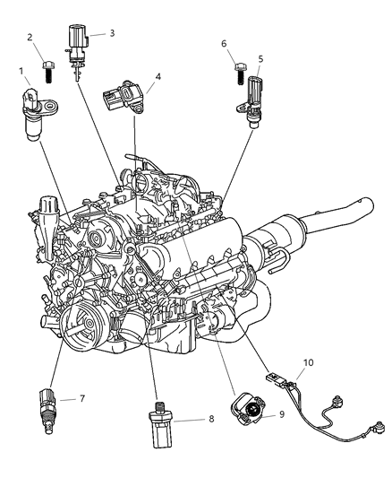 2011 Ram Dakota Sensors - Engine Diagram 2 - Thumbnail