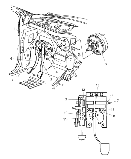 2004 Chrysler PT Cruiser Clutch Pedal Diagram 2 - Thumbnail