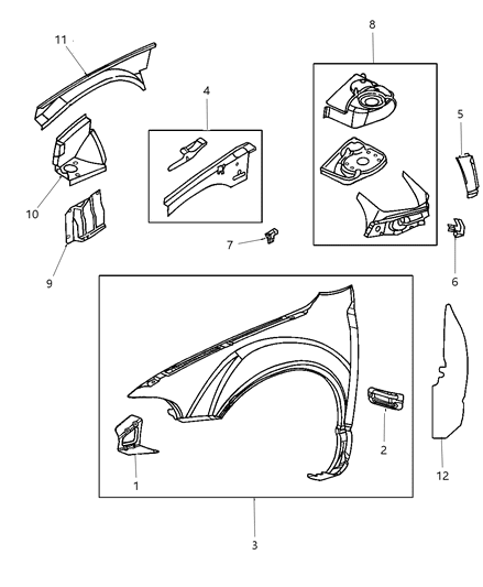 2000 Chrysler Cirrus Shield Fender Diagram for 4880110AA