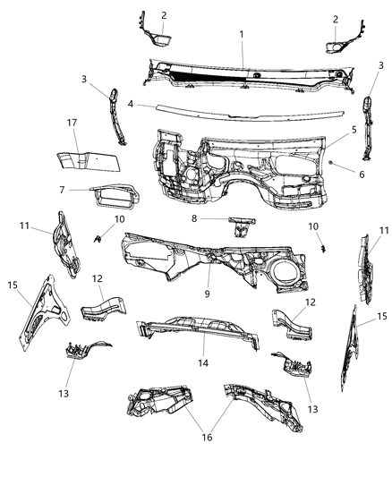 2020 Jeep Grand Cherokee Silencer Dash Panel - Engine Compartment Diagram for 68234798AB