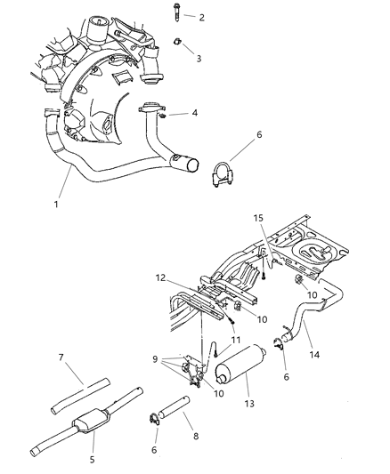 1998 Dodge Dakota Tailpipe Exhaust Diagram for E0055143