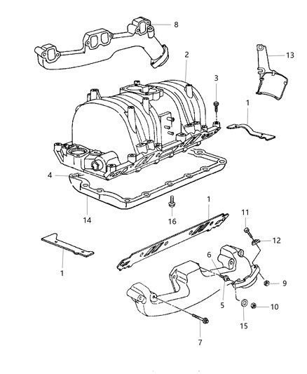 2000 Dodge Durango Manifold - Intake & Exhaust Diagram 2 - Thumbnail