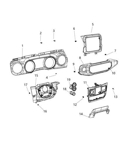2018 Jeep Wrangler All-new Model Instrument Panel Trim Diagram