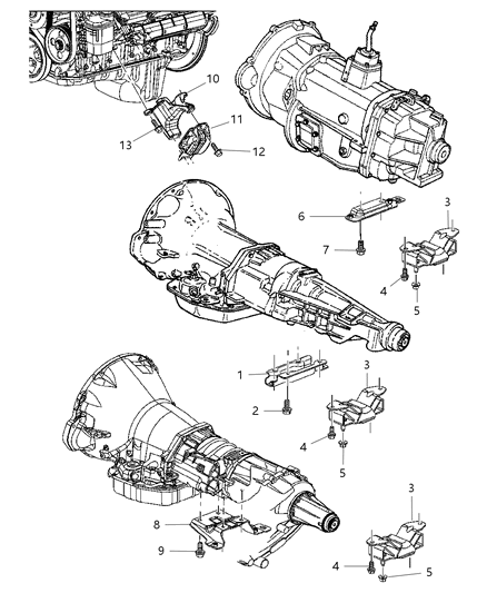 2004 Dodge Ram 3500 Motor Mount, Driver Side Diagram for 52021135AA