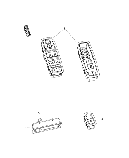 2014 Jeep Cherokee Switch And Bezel Front Door Diagram for 68141894AA