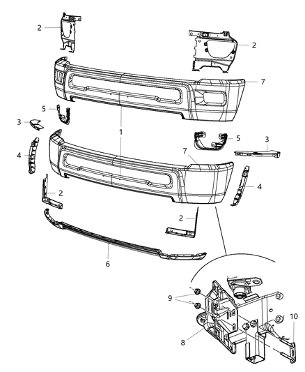 2016 Ram 3500 Cab Chassis Bumper, Front Diagram