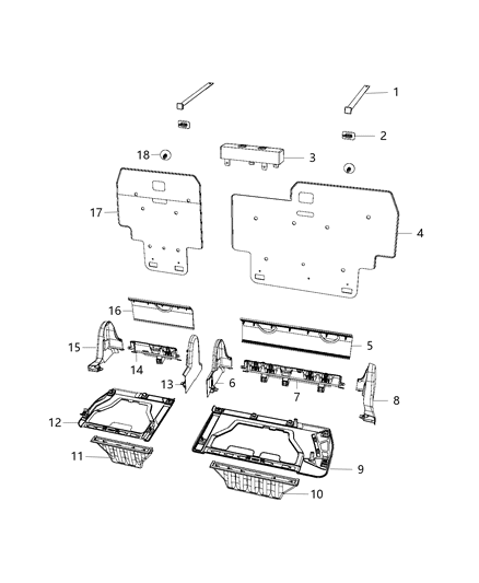 2020 Chrysler Voyager Third Row - Adjusters, Recliners, Shields And Risers, Split Seat Diagram 4 - Thumbnail