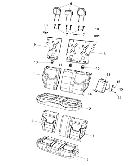2020 Jeep Renegade Cushion Cover, Rear Diagram for 68288734AA