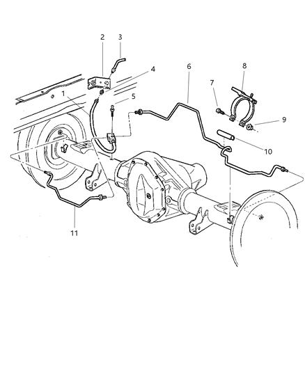2001 Dodge Ram 3500 Regular Cab Lines & Hoses, Brake, Rear Diagram
