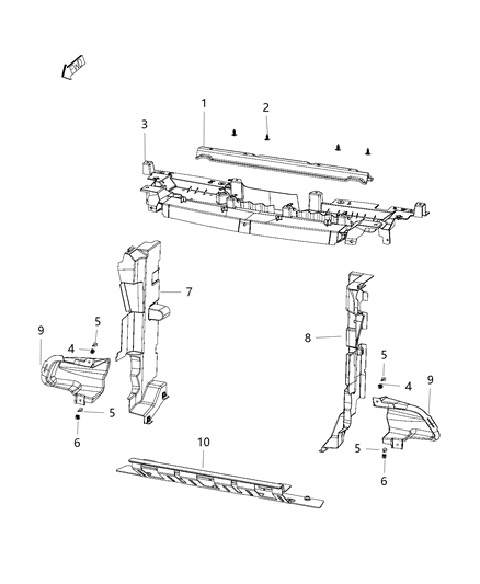 2019 Jeep Cherokee Radiator Seal, Shields, Shrouds, And Baffles Diagram 4 - Thumbnail