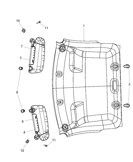 2013 Ram 1500 Visor Illuminated Left Diagram for 1VF25BD1AA